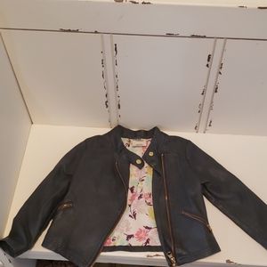 Little girls genuine kids leather jacket